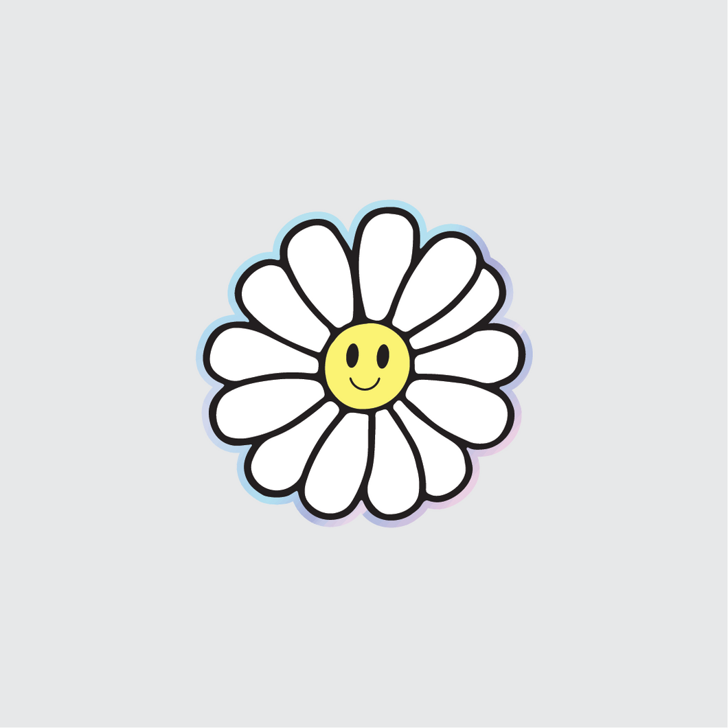 Holographic Smiling Daisy Sticker