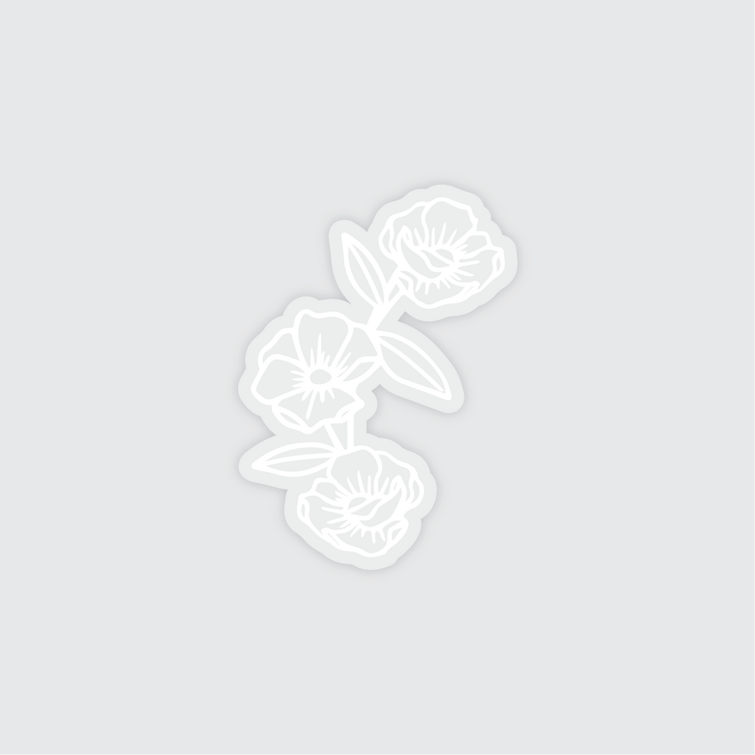 White Floral Clear Sticker