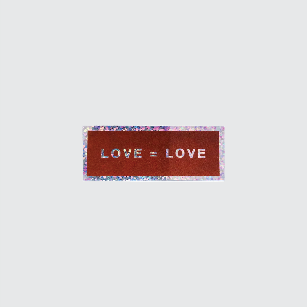 Love = Love Glitter Sticker