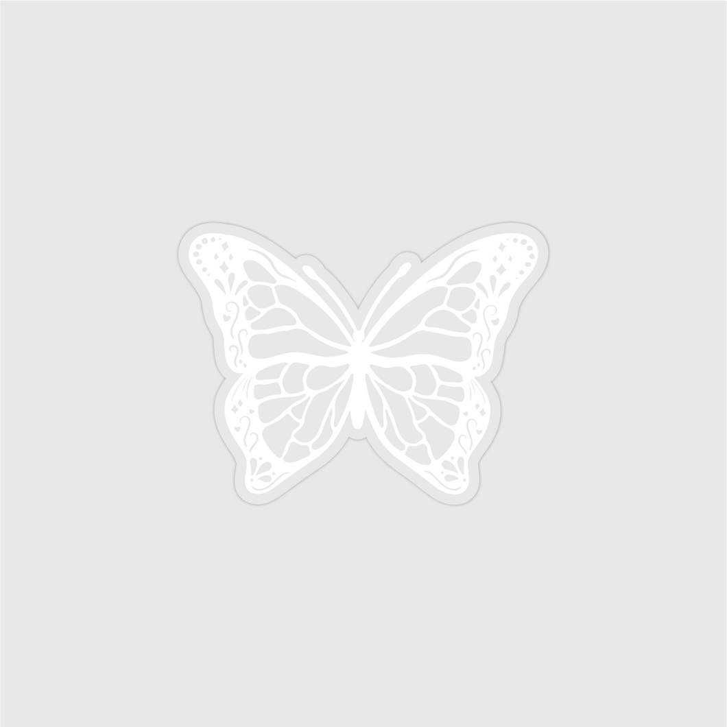 Mystic White Butterfly Clear Sticker